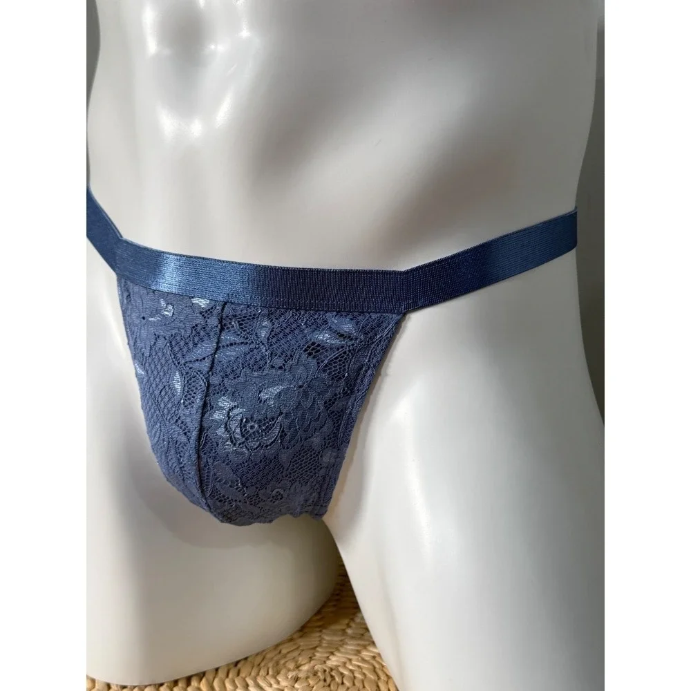 Cosabella Never Say Never Sheer Lace‎ Men's Thong Luzerne Blue NWT size M